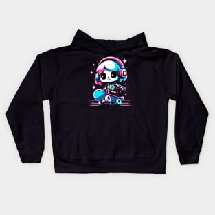 cute skeleton skater girl Kids Hoodie